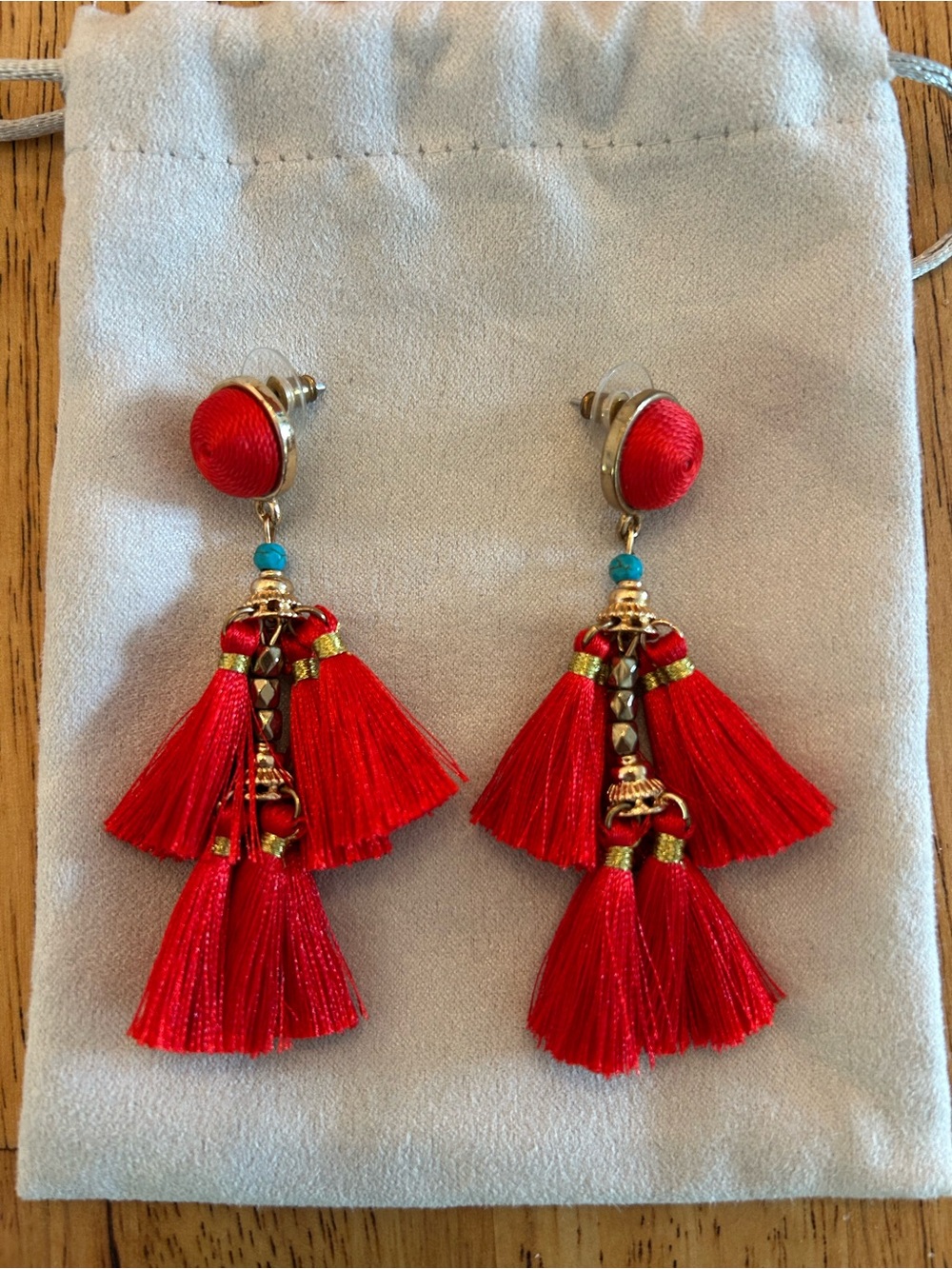 Red Tassel Drop Earrings - Women's Fashion Jewelry
